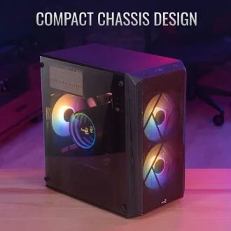 Aerocool Cs-107 500W 3X12Cm Frgb Fanlı Tam Mesh Ön Panel Micro Atx / Mini Itx Bilgisayar Kasası (Ae-Cs107P500)