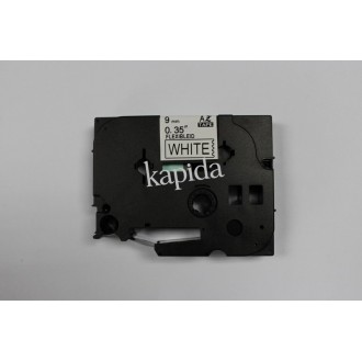 PRINTPEN BROTHER P-Touch TZE-FX221 BEYAZ ESNEK ETIKETE SIYAH (9mm x 8m) GL-100 PT-1000