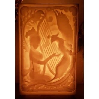 Arp Çalan Kadin Anka Kuşlu İçi̇ Boş Mum 17.5 Cm X 19 Cm X 30 Cm