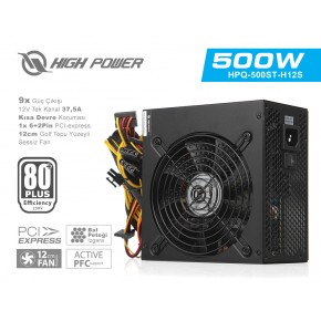 HIGH POWER 500W 80+ AKTİF PFC SİYAH  ATX GÜÇ KAYNAĞI (HPQ-500ST-H12S)