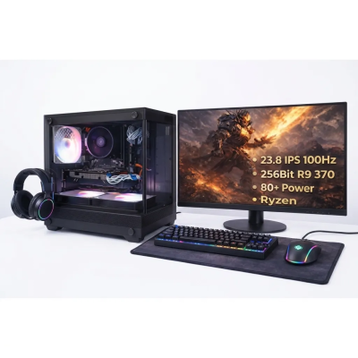KP1 Ryzen 5 1600 240Gb Ssd 4Gb R9370 256Bit Fdos 23.8" 100Hz Ips Gaming Pc
