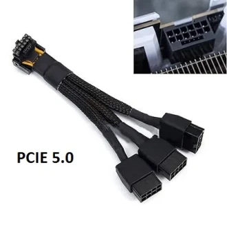 Pci Express 16Pin Male To 3X8Pin  Rtx 3090Ti̇ 4070Ti̇ Rtx4090 Rtx4080 Pcie 5.0 600W Power Kablosu