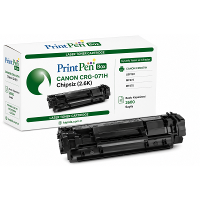 Printpen Box CANON CRG-071H Chipsiz (2.6K) LBP122 MF272 Toner