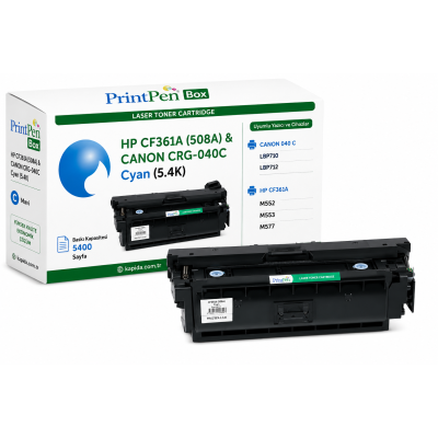 Printpen Box HP CF361A (508A) & CANON CRG-040C Cyan (5.4K) LBP710 LBP712 ; HP CF361A (508A) Toner