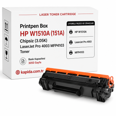 Printpen Box HP W1510A (151A) Chipsiz (3.05K) LaserJet Pro 4003 MFP4103 Toner