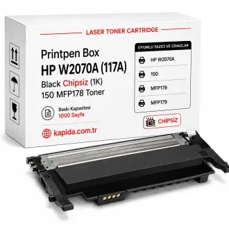 Printpen Box Hp W2070A (117A) Black Chipsiz (1K) 150 Mfp178 Toner