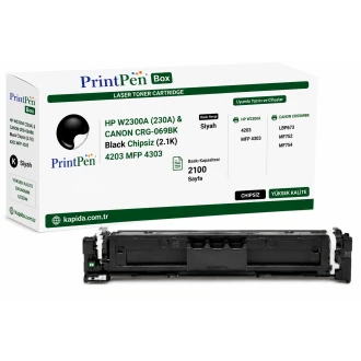Printpen Box Hp W2300A (230A) & Canon Crg-069Bk Black Chipsiz (2.1K) 4203 Mfp 4303 ; Canon Crg069Bk Toner