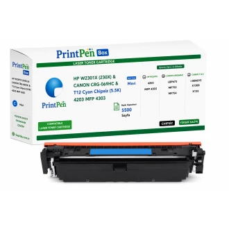Printpen Box Hp W2301X (230X) & Canon Crg-069Hc & T12 Mavi Chipsiz (5.5K) 4203 Mfp 4303 ; Canon Crg069Hc Toner