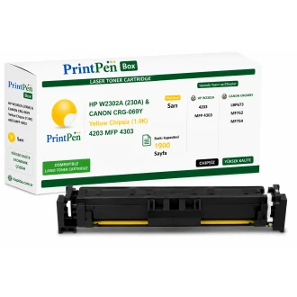 Printpen Box Hp W2302A (230A) & Canon Crg-069Y Sarı Chipsiz (1.9K) 4203 Mfp 4303 ; Canon Crg069Y Toner