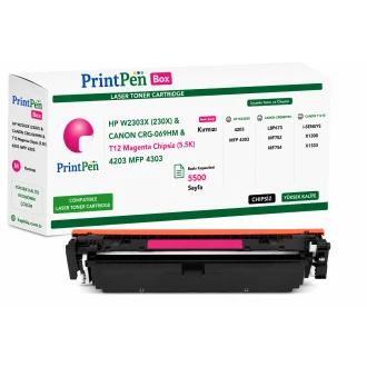 Printpen Box Hp W2303X (230X) & Canon Crg-069Hm & T12 Kırmızı Chipsiz (5.5K) 4203 Mfp 4303 ; Canon Crg069Hm Toner