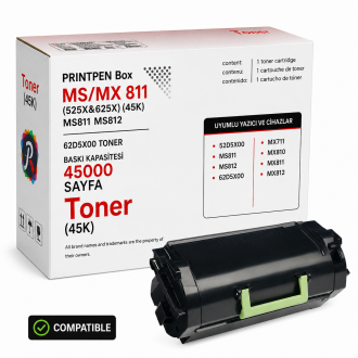 Printpen Box Lexmark Ms/Mx 811 (525X&Amp;625X) (45K) Ms811 Ms812 ; Lexmark 62D5X00 Toner
