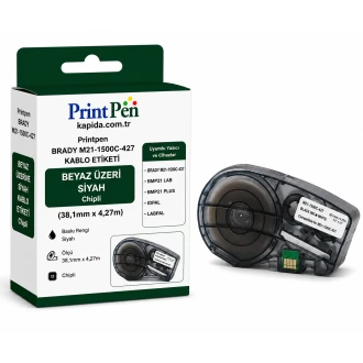 Printpen Brady M21-1500C-427 Kablo Etiketi Beyaz Üzeri Siyah Chipli (38,1Mm X 4,27M) Bmp21 Lab Bmp21 Plus