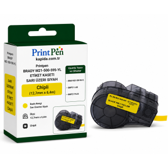 Printpen Brady M21-500-595-Yl Etiket Kaseti Sari Üzeri Siyah Chipli (12,7Mm X 6,4M) Bmp21 Lab Bmp21 Plus Printpen Brady M21-500-595-Yl Etiket Kaseti Sari Üzeri Siyah Chipli (12,7Mm X 6,4M) Bmp21 Lab Bmp21 Plus