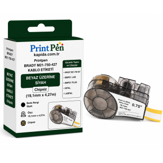 Printpen Brady M21-750-427 Kablo Etiketi Beyaz Üzeri Siyah Chipsiz (19,1Mm X 4,27M) Bmp21 Lab Bmp21 Plus Printpen Brady M21-750-427 Kablo Etiketi Beyaz Üzeri Siyah Chipsiz (19,1Mm X 4,27M) Bmp21 Lab Bmp21 Plus