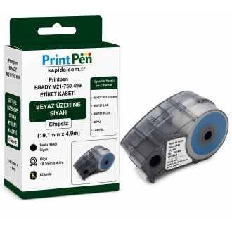 Printpen Brady M21-750-499 Etiket Kaseti Beyaz Üzeri Siyah Chipsiz (19,1Mm X 4,9M) Bmp21 Lab Bmp21 Plus