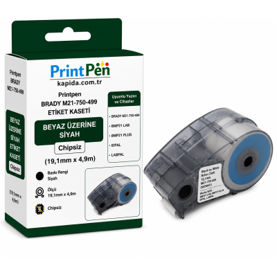 Printpen BRADY M21-750-499 ETIKET KASETI BEYAZ ÜZERI SIYAH Chipsiz (19,1mm x 4,9m) BMP21 LAB BMP21 PLUS