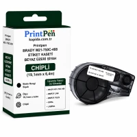 Printpen Brady M21-750C-488 Etiket Kaseti Beyaz Üzeri Siyah Chipli (19,1Mm X 6,4M) Bmp21 Lab Bmp21 Plus