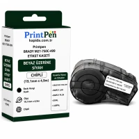 Printpen Brady M21-750C-499 Etiket Kaseti Beyaz Üzeri Siyah Chipli (19,1Mm X 4,9M) Bmp21 Lab Bmp21 Plus