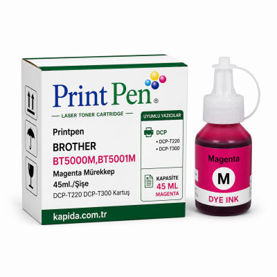 Printpen BROTHER BT5000M,BT5001M Magenta Mürekkep 45ml./Sise DCP-T220 DCP-T300 Kartuş