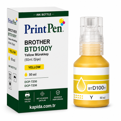 Printpen BROTHER BTD100Y Yellow Mürekkep (50ml./Sise) DCP-T230 DCP-T236 Kartuş