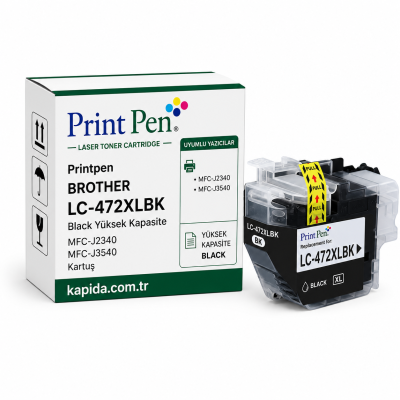 Printpen BROTHER LC-472XLBK Black Yüksek Kapasite MFC-J2340 MFC-J3540 Kartuş