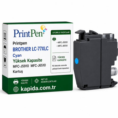 Printpen BROTHER LC-77XLC Cyan Yüksek Kapasite MFC-J5910 MFC-J6510 Kartuş
