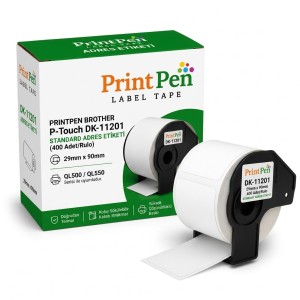 PRINTPEN BROTHER P-Touch DK-11201 STANDARD ADRES ETIKETI (400 Adet/Rulo) (29mm x 90mm) QL500 QL550