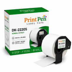 Printpen Brother P-Touch Dk-22205 Sürekli Etiket (62Mm X 30,48M) Ql500 Ql550 Printpen Brother P-Touch Dk-22205 Sürekli Etiket (62Mm X 30,48M) Ql500 Ql550