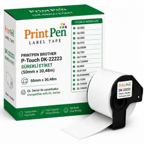 Printpen Brother P-Touch Dk-22223 Sürekli Etiket (50Mm X 30,48M) Ql500 Ql550 Printpen Brother P-Touch Dk-22223 Sürekli Etiket (50Mm X 30,48M) Ql500 Ql550
