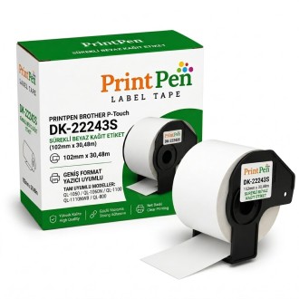 PRINTPEN BROTHER P-Touch DK-22243S SÜREKLI BEYAZ KAGIT ETIKET (102mm x 30,48m) QL500 QL550 PRINTPEN BROTHER P-Touch DK-22243S SÜREKLI BEYAZ KAGIT ETIKET (102mm x 30,48m) QL500 QL550