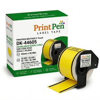 PRINTPEN BROTHER P-Touch DK-44605 ÇIKARILABILIR SÜREKLI ETIKET SARI ÜZERI SIYAH (62mm x 30,48m) QL500 QL550 PRINTPEN BROTHER P-Touch DK-44605 ÇIKARILABILIR SÜREKLI ETIKET SARI ÜZERI SIYAH (62mm x 30,48m) QL500 QL550
