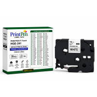 Printpen Brother P-Touch Hge-241 Beyaz Etikete Siyah Yüksek Çözünürlük (18Mm X 8M) Pt-1300 Pt-1400