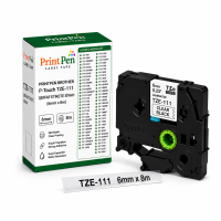 PRINTPEN BROTHER P-Touch TZE-111 SEFFAF ETIKETE SIYAH (6mm x 8m) GL-100 PT-1000 PRINTPEN BROTHER P-Touch TZE-111 SEFFAF ETIKETE SIYAH (6mm x 8m) GL-100 PT-1000