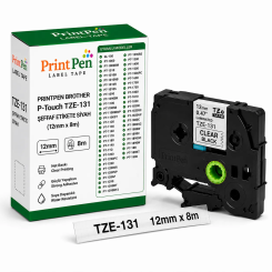 Printpen Brother P-Touch Tze-131 Şeffaf Etikete Siyah (12Mm X 8M) Gl-100 Pt-1000 Printpen Brother P-Touch Tze-131 Şeffaf Etikete Siyah (12Mm X 8M) Gl-100 Pt-1000