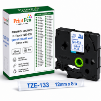 PRINTPEN BROTHER P-Touch TZE-133 SEFFAF ETIKETE MAVI (12mm x 8m) GL-100 PT-1000