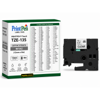 Printpen BROTHER P-Touch TZE-135 SEFFAF Etikete BEYAZ (12mm x 8m) GL-100 PT-1000
