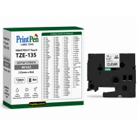 Printpen BROTHER P-Touch TZE-135 SEFFAF Etikete BEYAZ (12mm x 8m) GL-100 PT-1000