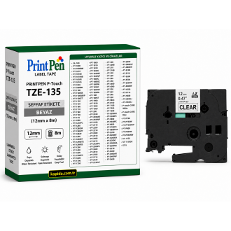 Printpen BROTHER P-Touch TZE-135 SEFFAF Etikete BEYAZ (12mm x 8m) GL-100 PT-1000 Printpen BROTHER P-Touch TZE-135 SEFFAF Etikete BEYAZ (12mm x 8m) GL-100 PT-1000