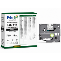 Printpen Brother P-Touch Tze-141 Seffaf Etikete Siyah (18Mm X 8M) Pt-1300 Pt-1400 Printpen Brother P-Touch Tze-141 Seffaf Etikete Siyah (18Mm X 8M) Pt-1300 Pt-1400
