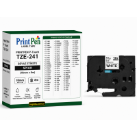 Printpen Brother P-Touch Tze-241 Beyaz Etikete Siyah (18Mm X 8M) Pt-1300 Pt-1400