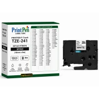 Printpen Brother P-Touch Tze-241 Beyaz Etikete Siyah (18Mm X 8M) Pt-1300 Pt-1400