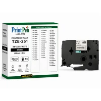 Printpen Brother P-Touch Tze-251 Beyaz Etikete Siyah (24Mm X 8M) Pt-1400 Pt-1500