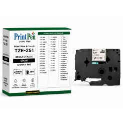 Printpen Brother P-Touch Tze-251 Beyaz Etikete Siyah (24Mm X 8M) Pt-1400 Pt-1500 Printpen Brother P-Touch Tze-251 Beyaz Etikete Siyah (24Mm X 8M) Pt-1400 Pt-1500