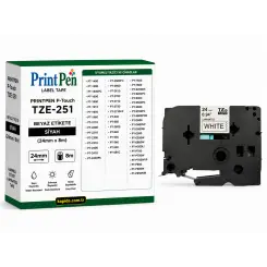 Printpen Brother P-Touch Tze-251 Beyaz Etikete Siyah (24Mm X 8M) Pt-1400 Pt-1500