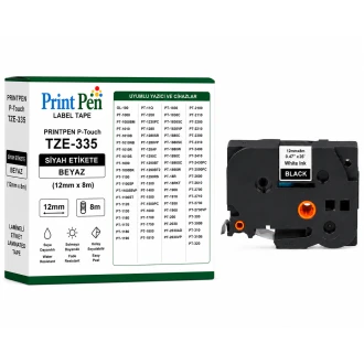 Printpen BROTHER P-Touch TZE-335 SIYAH Etikete BEYAZ (12mm x 8m) GL-100 PT-1000 Printpen BROTHER P-Touch TZE-335 SIYAH Etikete BEYAZ (12mm x 8m) GL-100 PT-1000