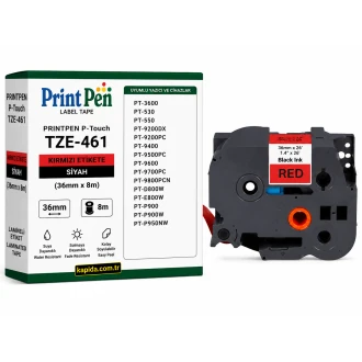 Printpen BROTHER P-Touch TZE-461 KIRMIZI Etikete SIYAH (36mm x 8m) PT-3600 PT-530 Printpen BROTHER P-Touch TZE-461 KIRMIZI Etikete SIYAH (36mm x 8m) PT-3600 PT-530