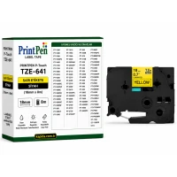 Printpen BROTHER P-Touch TZE-641 SARI Etikete Siyah (18mm x 8m) PT-1300 PT-1400