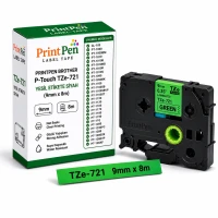 Printpen Brother P-Touch Tze-721 Yesil Etikete Siyah (9Mm X 8M) Gl-100 Pt-1000