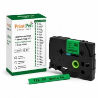 Printpen Brother P-Touch Tze-731 Yesil Etikete Siyah (12Mm X 8M) Gl-100 Pt-1000