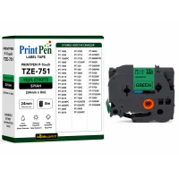 Printpen Brother P-Touch Tze-751 Yesil Etikete Siyah (24Mm X 8M) Pt-1400 Pt-1500
